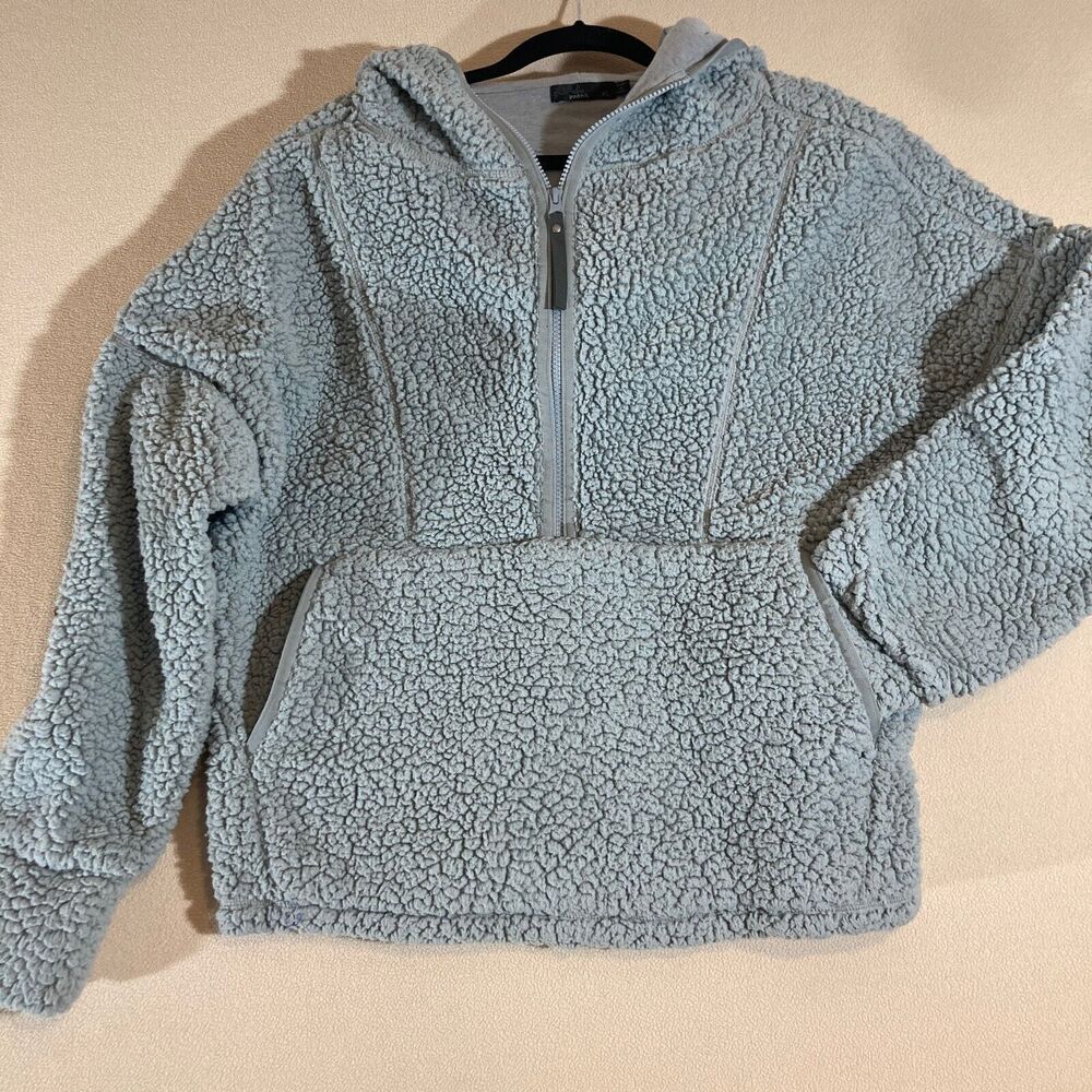 prAna‎ Fleece Hoodie Women's XL Light Blue 1/2 Zip Pullover Heavyweight Gorpcore